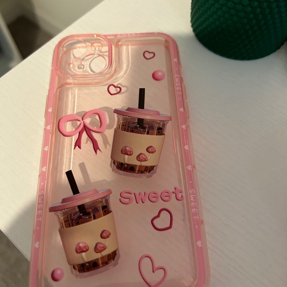 Pink Coffee Cell Phone Case Cell Phone Cover Coffee Iced Coffee iPhone 14 Plus